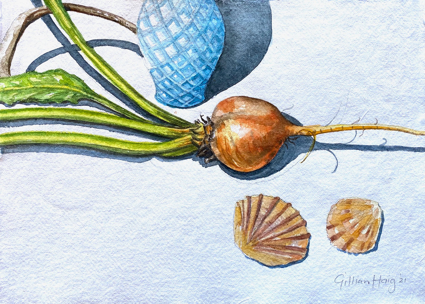 Golden Beet with Shells and Vase
