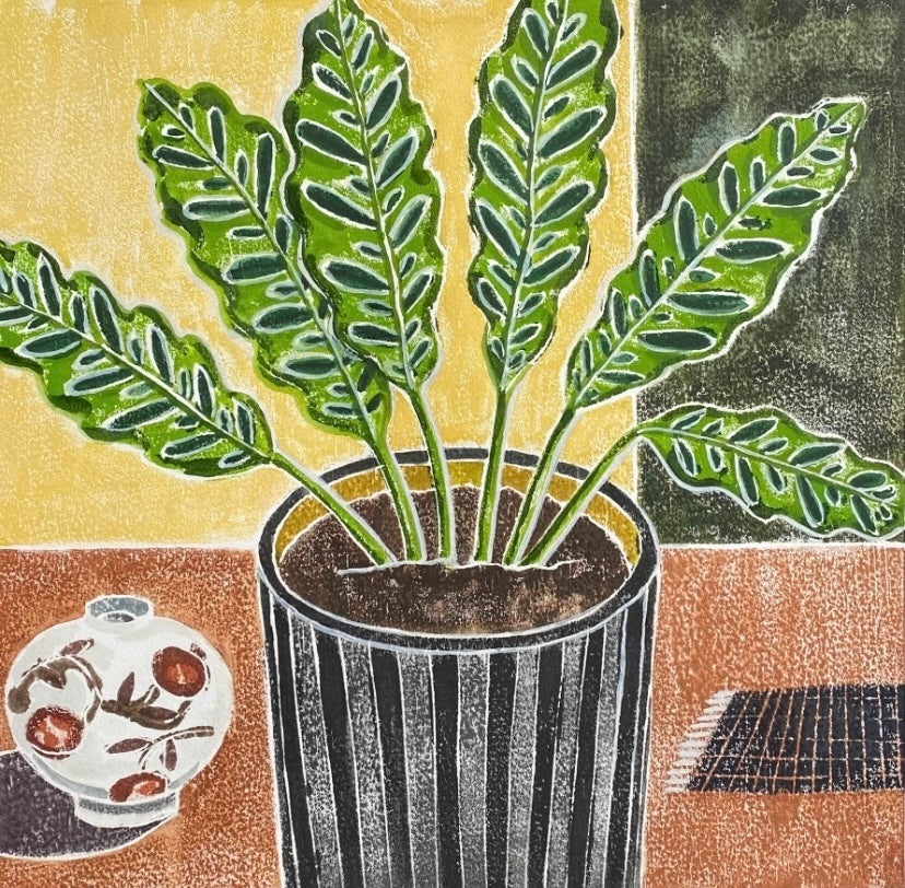 Striped Pot with Vase